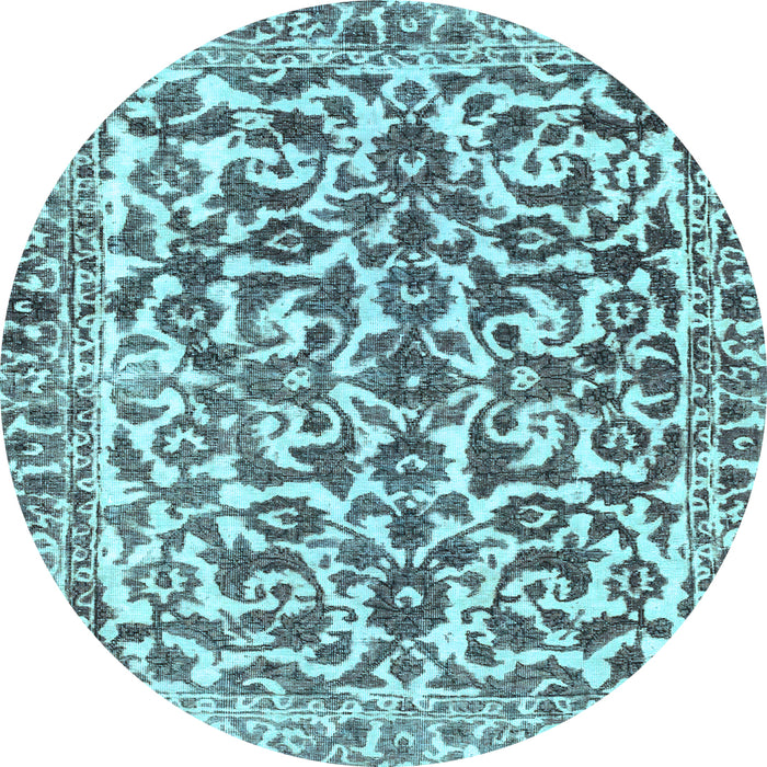 Round Abstract Light Blue Modern Rug, abs1773lblu