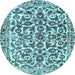 Round Abstract Light Blue Modern Rug, abs1773lblu