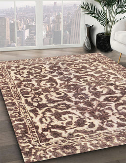 Abstract Chestnut Brown Modern Rug in Family Room, abs1773