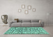 Machine Washable Abstract Turquoise Modern Area Rugs in a Living Room,, wshabs1773turq