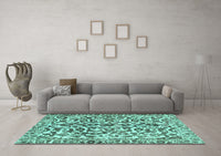 Machine Washable Abstract Turquoise Modern Rug, wshabs1773turq