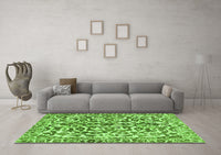 Machine Washable Abstract Green Modern Rug, wshabs1773grn