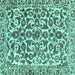 Square Machine Washable Abstract Turquoise Modern Area Rugs, wshabs1773turq