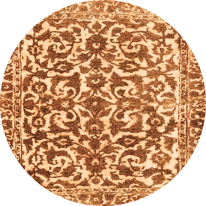 Round Abstract Orange Modern Rug, abs1773org