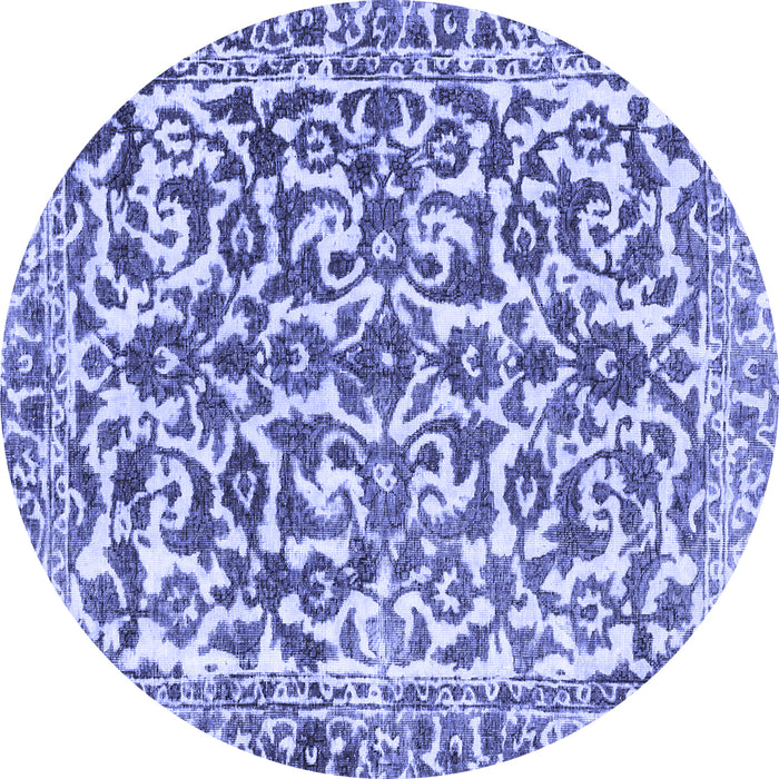 Round Abstract Blue Modern Rug, abs1773blu