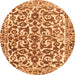 Round Machine Washable Abstract Orange Modern Area Rugs, wshabs1773org