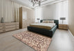 Machine Washable Abstract Chestnut Brown Rug in a Bedroom, wshabs1773