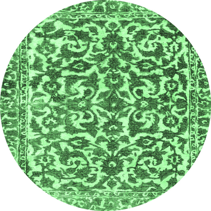Round Abstract Emerald Green Modern Rug, abs1773emgrn