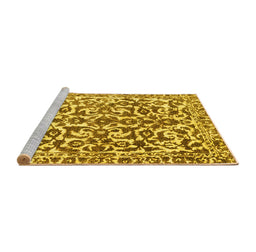 Sideview of Machine Washable Abstract Yellow Modern Rug, wshabs1773yw