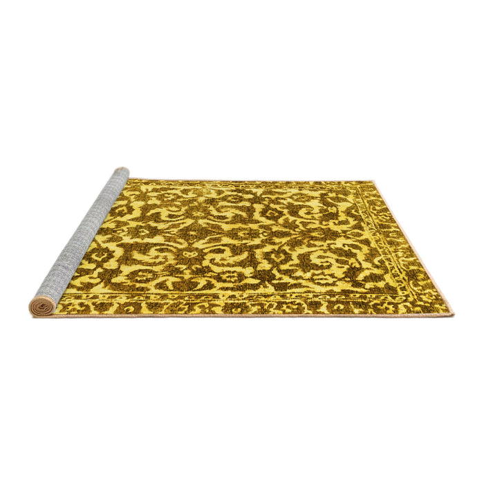 Sideview of Machine Washable Abstract Yellow Modern Rug, wshabs1773yw