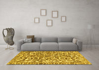 Machine Washable Abstract Yellow Modern Rug, wshabs1773yw