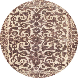 Round Machine Washable Abstract Chestnut Brown Rug, wshabs1773