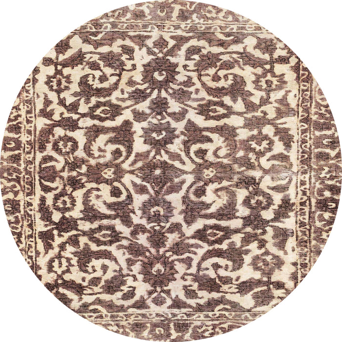 Round Machine Washable Abstract Chestnut Brown Rug, wshabs1773