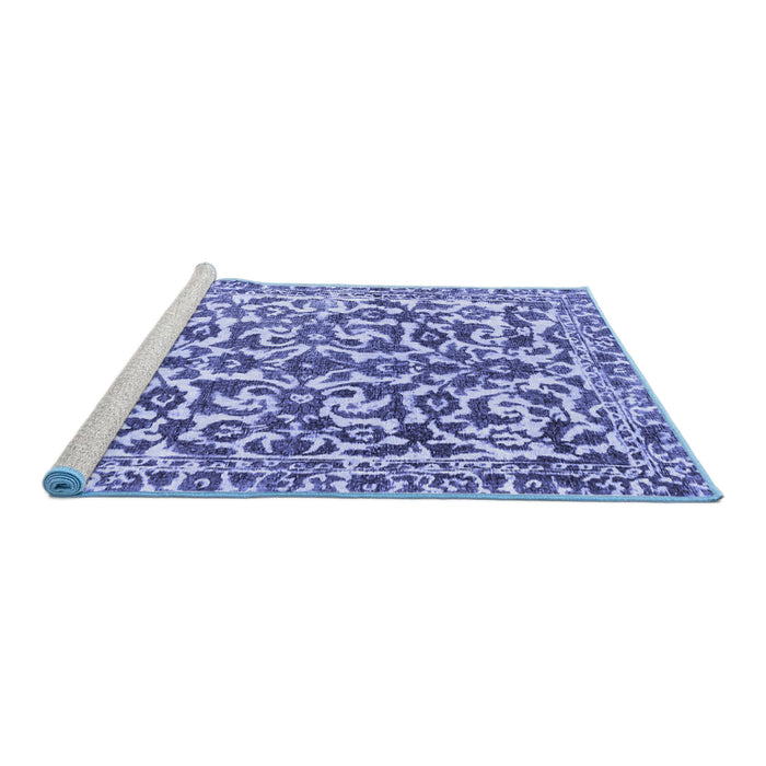 Sideview of Machine Washable Abstract Blue Modern Rug, wshabs1773blu