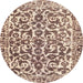 Round Abstract Chestnut Brown Modern Rug, abs1773