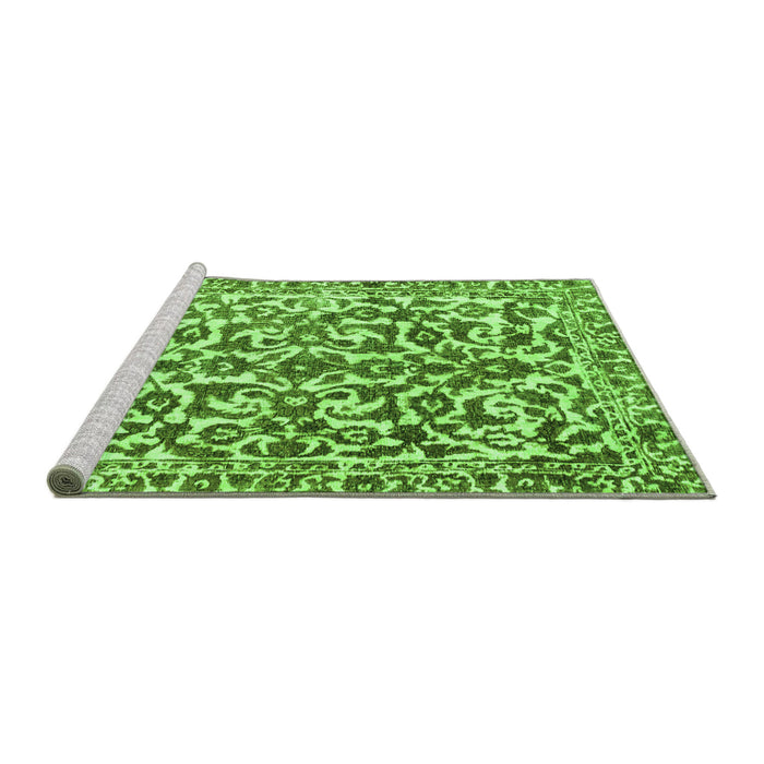 Sideview of Machine Washable Abstract Green Modern Area Rugs, wshabs1773grn