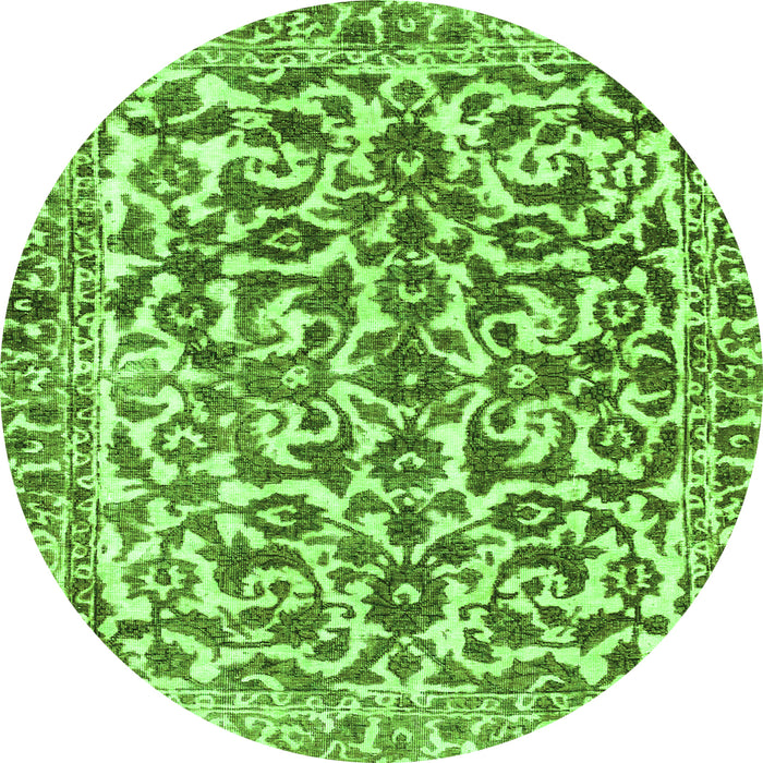 Round Abstract Green Modern Rug, abs1773grn