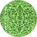 Round Abstract Green Modern Rug, abs1773grn