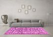 Machine Washable Abstract Pink Modern Rug in a Living Room, wshabs1773pnk