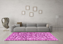 Machine Washable Abstract Pink Modern Rug in a Living Room, wshabs1773pnk