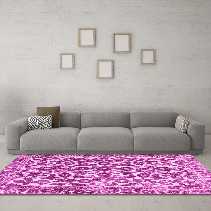 Machine Washable Abstract Pink Modern Rug in a Living Room, wshabs1773pnk