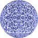 Round Machine Washable Abstract Blue Modern Rug, wshabs1773blu