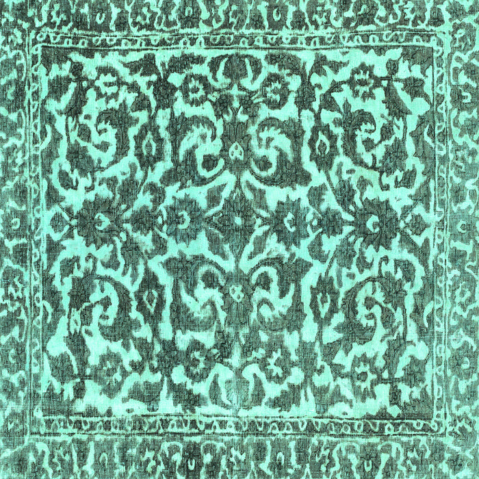 Square Abstract Turquoise Modern Rug, abs1773turq