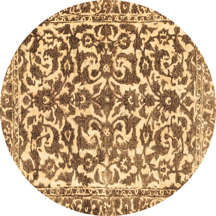 Round Abstract Brown Modern Rug, abs1773brn
