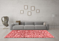 Machine Washable Abstract Red Modern Rug, wshabs1773red