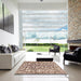 Square Abstract Chestnut Brown Modern Rug in a Living Room, abs1773