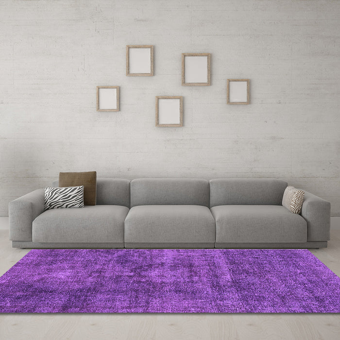 Machine Washable Abstract Purple Modern Area Rugs in a Living Room, wshabs1774pur