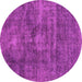 Round Machine Washable Abstract Pink Modern Rug, wshabs1774pnk