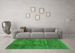 Machine Washable Abstract Green Modern Area Rugs in a Living Room,, wshabs1774grn