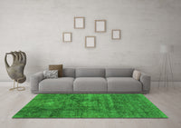 Machine Washable Abstract Green Modern Rug, wshabs1774grn