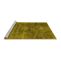 Sideview of Machine Washable Abstract Yellow Modern Rug, wshabs1774yw
