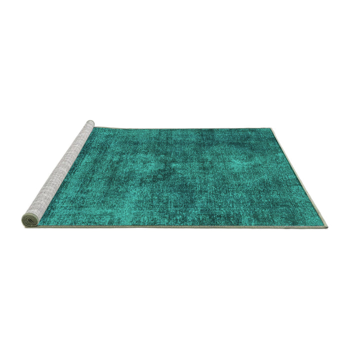 Sideview of Machine Washable Abstract Turquoise Modern Area Rugs, wshabs1774turq