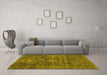 Machine Washable Abstract Yellow Modern Rug in a Living Room, wshabs1774yw