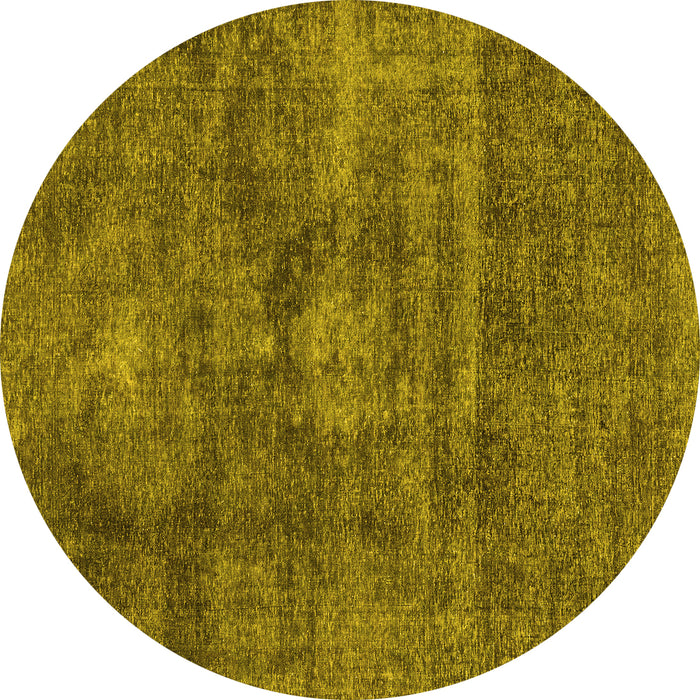 Round Abstract Yellow Modern Rug, abs1774yw