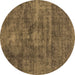 Round Abstract Brown Modern Rug, abs1774brn