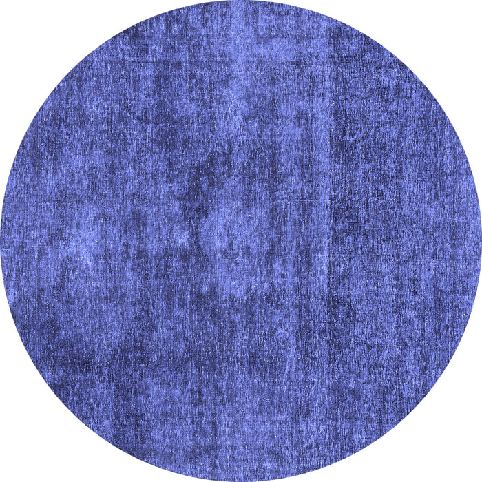 Round Abstract Blue Modern Rug, abs1774blu