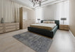 Machine Washable Abstract Grey Gray Rug in a Bedroom, wshabs1774