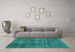 Machine Washable Abstract Turquoise Modern Area Rugs in a Living Room,, wshabs1774turq