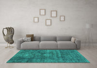 Machine Washable Abstract Turquoise Modern Rug, wshabs1774turq