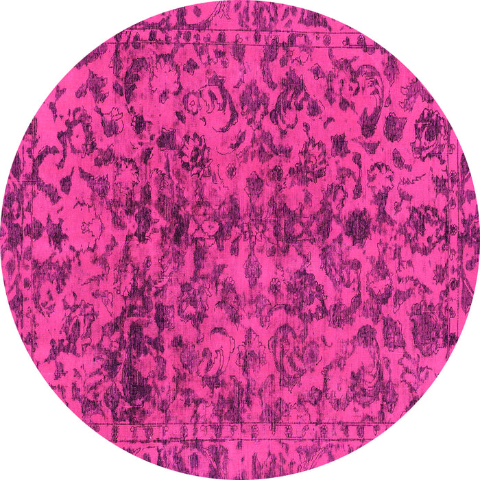 Round Machine Washable Abstract Pink Modern Rug, wshabs1775pnk