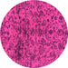 Round Machine Washable Abstract Pink Modern Rug, wshabs1775pnk