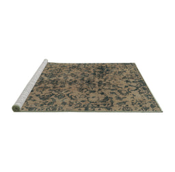 Sideview of Machine Washable Abstract Turquoise Modern Area Rugs, wshabs1775turq