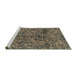 Sideview of Machine Washable Abstract Turquoise Modern Area Rugs, wshabs1775turq