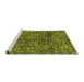 Sideview of Machine Washable Abstract Green Modern Area Rugs, wshabs1775grn