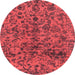 Round Machine Washable Abstract Red Rug, wshabs1775