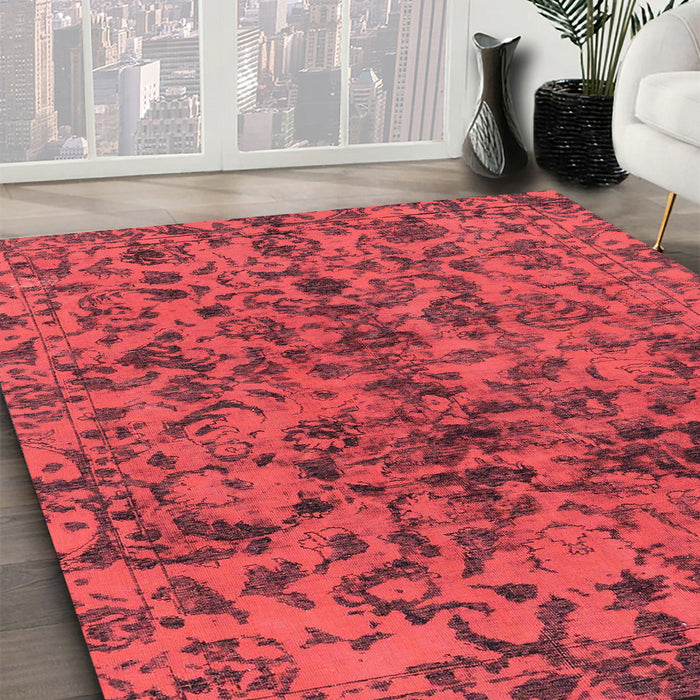 Machine Washable Abstract Red Rug in a Family Room, wshabs1775